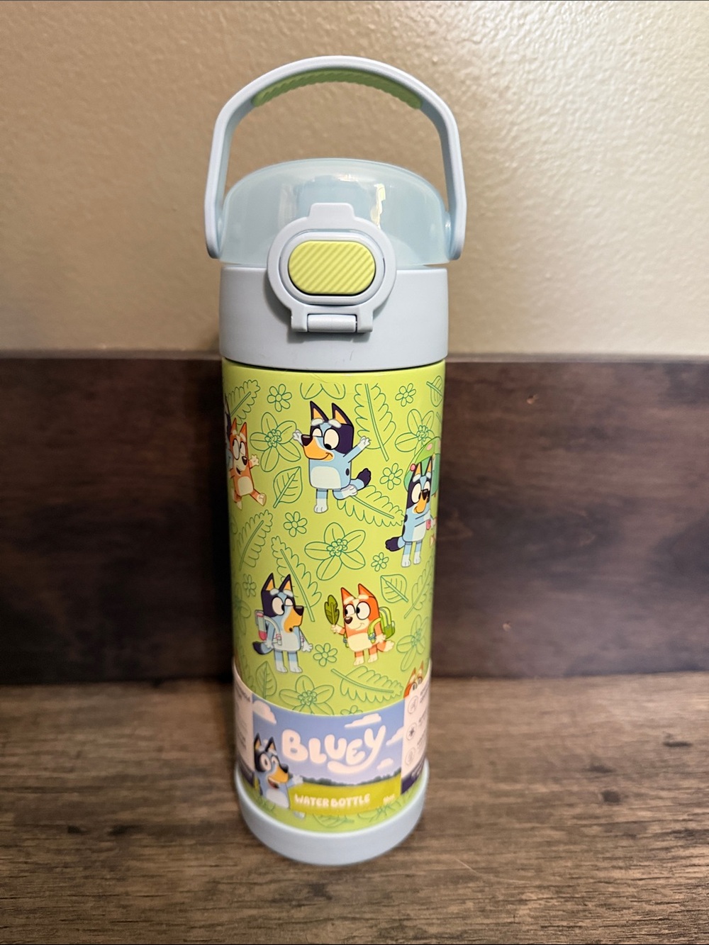 NWT Disney Bluey Stainless Steel Kids Insulated Water Bottle Lime Green 14oz